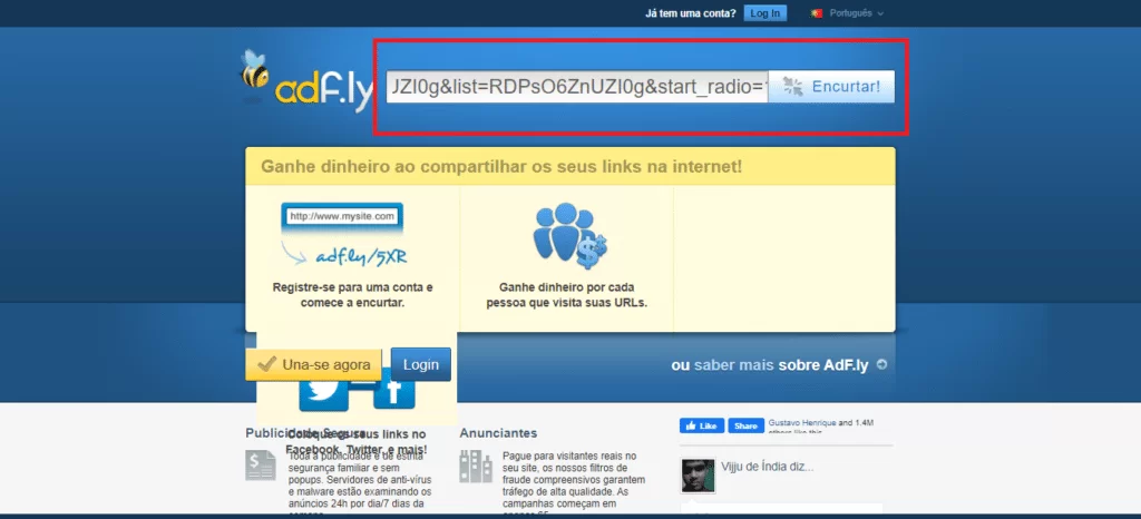 adf.ly encurtador de link