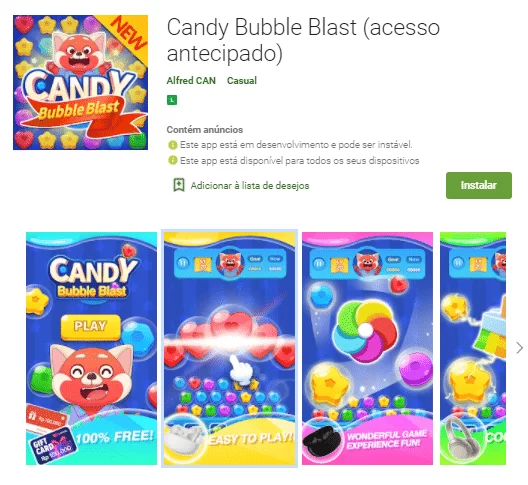 CANDY BUBBLE BLAST APP PARA GANHAR DINHEIRO