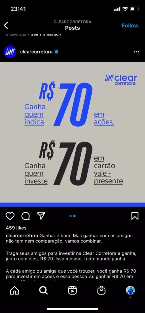 promocao clear corretora