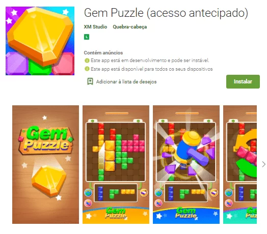 gem puzzle app para ganhar dinheiro